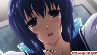 Coed Japanese hentai gets squeezed her breasts in this steamy scene