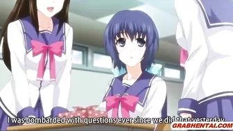 Coed Japanese hentai gets squeezed her breasts in this steamy scene