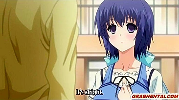 Coed Japanese hentai gets squeezed her breasts in this steamy scene