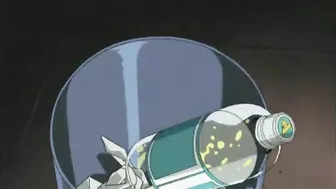 A sexy anime character covered in cum, with a close-up of their face