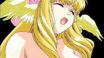 A sexy anime character covered in cum, with a close-up of their face