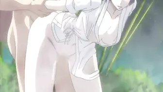 Busty Anime Threesome Fucked Outdoors