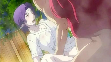 Busty Anime Threesome Fucked Outdoors