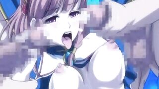 Coed Hentai Cutie Fucked and Full Cummmed All Over by Three Hard Studs