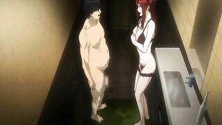 Japanese Anime MILF Fucks Big Dick in Public Restroom