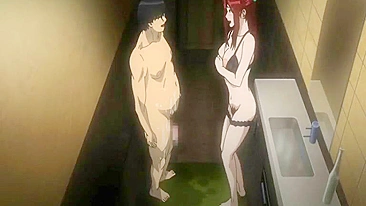 Japanese Anime MILF Fucks Big Dick in Public Restroom