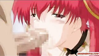 Redhead Japanese Anime Gets Gangbanged by Five Guys