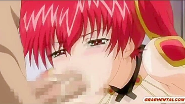 Redhead Japanese Anime Gets Gangbanged by Five Guys