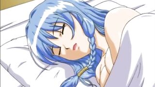 Busty Anime Girl Gets Blowjob from Big Dick under the Covers