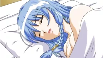 Busty Anime Girl Gets Blowjob from Big Dick under the Covers