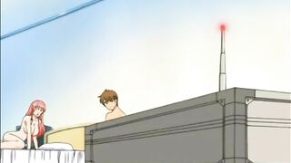 Busty Hentai Redhead Tittyfucks with Dildo and Big Breasts
