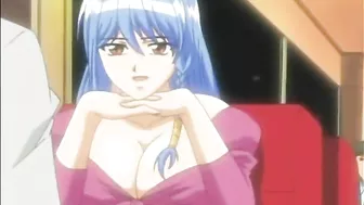 Busty Hentai Redhead Tittyfucks with Dildo and Big Breasts