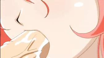 Busty Hentai Redhead Tittyfucks with Dildo and Big Breasts