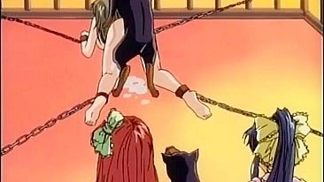 Anime Threesome with Dildoed Pussy and Ropes