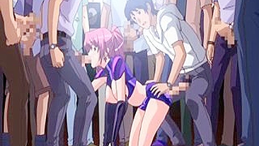 Japanese Beauty Gets Gangbanged in Public Anime Show