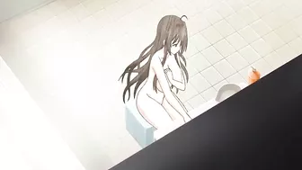Bald Guy Anime Fucks Busty Coed in Bathroom
