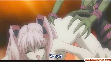 Cute Anime Gets Anal From Giant Monster's Cock in Tiny Ass