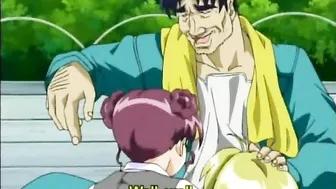 Anime Coed Gets Poked From Behind by Big Boobs in Toilet Stall