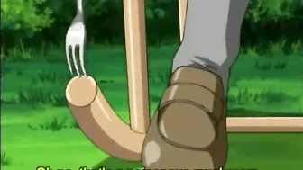 Anime Coed Gets Poked From Behind by Big Boobs in Toilet Stall