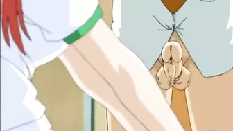 Anime Coed Gets Poked From Behind by Big Boobs in Toilet Stall