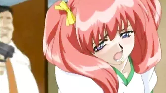 Anime Coed Gets Poked From Behind by Big Boobs in Toilet Stall