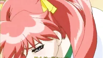 Anime Coed Gets Poked From Behind by Big Boobs in Toilet Stall