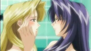 Lesbian Anime Coeds Group Sex in the Bathroom - Steamy Lesbian Action!