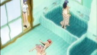 Lesbian Anime Coeds Group Sex in the Bathroom - Steamy Lesbian Action!