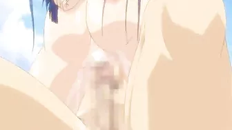 Bondage Anime Swimsuit with Big Boobs Threesome Fucking in the Beach - Bondage and Anime