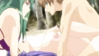 Bondage Anime Swimsuit with Big Boobs Threesome Fucking in the Beach - Bondage and Anime