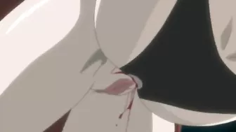 Hentai Gagging and Shoving Dildo to Wet Pussy