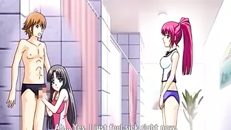 Anime Big Boobs Poking from Behind in Swimsuit