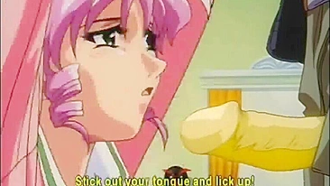 Japanese Schoolgirl Anime Sucks Stiff Dick in Bondage