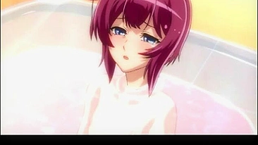 Shemale Anime Maid Self-Masturbates in Bathtub