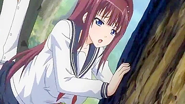 Anime Coed Gets Squeezed, Fucked in Forest with Big Tits and Wet Pussy