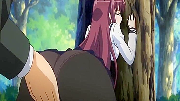 Anime Coed Gets Squeezed, Fucked in Forest with Big Tits and Wet Pussy