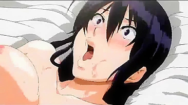 Pregnant hentai with big boobs gets hard fucked by a busty shemale