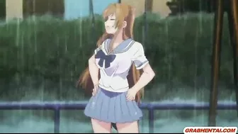 Japanese Coed Gets Facial Cumming from Busty Anime Tittyfuck