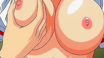 Japanese Anime Schoolgirl with Big Boobs Wet Pussy Poking