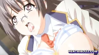 Busty Anime Coed Tittyfucks Wet Pussy with Finger