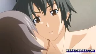 Busty Anime Coed Tittyfucks Wet Pussy with Finger