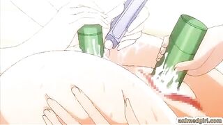 Busty Japanese Anime Vibrates Ass and Wet Pussy