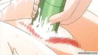 Busty Japanese Anime Vibrates Ass and Wet Pussy