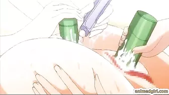 Busty Japanese Anime Vibrates Ass and Wet Pussy