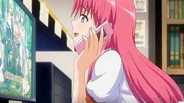 Busty Anime Coed Fucks in Library Amidst Phone Call