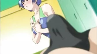 Anime Swimsuit Handjob with Big Boobs and Cock