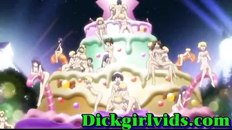 Anime Hentai Girl Group Gangbang and Cummed Orgy with Shemale, Toon, and Hentai