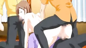 Japanese Foursome with Busty Hentai Sex