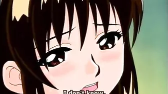 Bound hentai teases her clit and tits with fingers