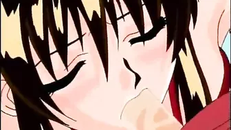 Bound hentai teases her clit and tits with fingers